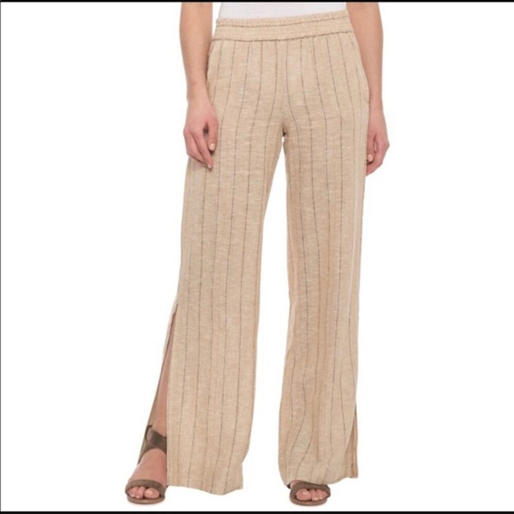 NWT Drew Linen Blend Wide Leg Slit Pants Size‎ L